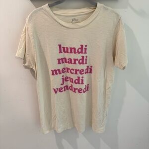 J Crew French Days of the Week (Les Jours De La Semaine) Tee Shirt Large